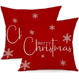 Cauc-Housse Coussin Noel 40x40 Lot De 2 Housse Coussin 40x40 Flocons De Neige Sapin De No&euml;l Lin D&eacute;coratif Taie D'oreiller Pour Decoration Noel 40 X 40 Cm - Neuf