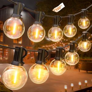 30M G40 LED Guirlandes Lumineuses Guirlandes Ext&eacute;rieures, Ampoules en Plastique &eacute;tanches IP45 avec 1W 50 + 2 Ampoules pour Jardin Ext&eacute;rieur, Porche, Cour, Bistro - Neuf
