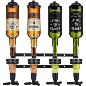 Mevronisshop-Bar Butler Doseur Alcool Meuble Optique Distributeur Verseur Murale 4 Bouteille Support De Boisson Liqueur Pour Bar &Agrave; La Maison Et Commerciaux (Noir) - Neuf