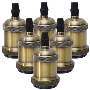 Subzonal-E27 Vintage Edison Douille De Support De Lampe, 6 &times; Plafond Socket Base De Lampe Base De Lampe R&eacute;tro Suspendu Support De Lampe Pendentif Adaptateur De Lampe, Bronze - Neuf