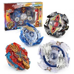 Ensemble de jouets gyroscopiques 4 en 1, excellent equilibre, forte resistance aux chocs, toupie de combat avec poignee, lanceur, stade bleu - Neuf