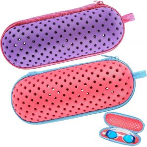 Letnerny-Lot De 2 Étuis De Protection Pour Lunettes De Natation Avec Trou De Drainage, Étui Portable À Fermeture Éclair Avec Mousqueton Pour Lunettes De Soleil, Multicolore, Taille Unique - Neuf