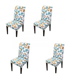 Housse De Chaise, Housse De Chaise De Salle À Manger En Élasthanne Super Extensible Motif Feuilles 4 Pièces - Neuf
