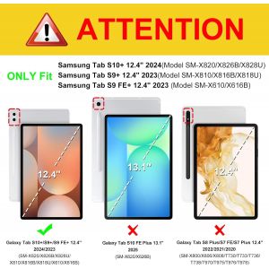 Coque pour Samsung Galaxy Tab S10 Plus/Tab S9 FE Plus/Galaxy Tab S9 Plus 12.4 Pouces (2024/2023), [Rangement de Stylet] Housse Fixation &agrave; Trois Angles, Etui avec Poche Avant, Gris - Neuf