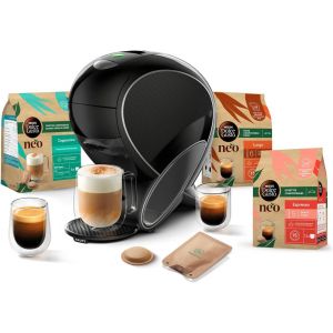 NouvelHorizonstore-Dolce Gusto NEO Coffee Machine by Krups, Machine &agrave; caf&eacute; + 3 boites de dosettes compostables (Espresso, Lungo, Cappuccino), Cafeti&egrave;re multi-boissons connect&eacute;e YY5242FD - Neuf