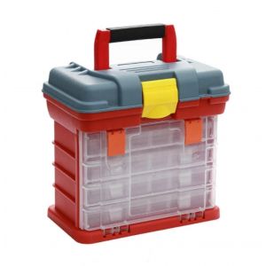 Bo&icirc;te De Rangement Pour Appats De Peche Angelbox Angelk 4 Couches, Bo&icirc;te De Rangement Portable En Plastique, Bo&icirc;te A Appats De Peche Avec Serrure, Bo&icirc;te De Peche Pour Appats 27,5 Cm Rouge - Neuf