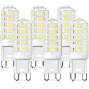 Sjzg-Ampoule Led G9 3w, &Eacute;quivalent 30-40w Halog&egrave;ne Lampe, 350lm Blanc Froid 6000k, Non-Dimmable, Ac 220-240v, &Eacute;conomie D'&eacute;nergie, Pour Cuisine, Chambre, Salon, Lot De 6 - Neuf