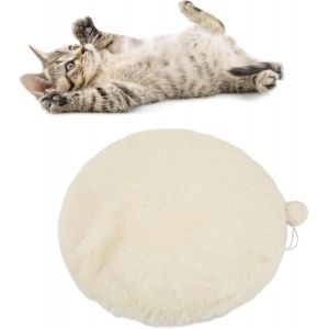 4cm / 1,6U201c Lit Rond De Chaton De D'épaisseur Mat Couchage Chiot Pour Animaux Compagnie Tapis De Couchage Chien Respirant Rond Coussin Chien Avec Une Base Sans Glissement (45cm-Blanche) - Neuf