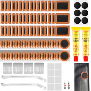 Sept-Kit De R&eacute;paration Pneus De V&eacute;lo, 120 Pi&egrave;ces Rustine Velo Avec 14 De Sans Colle Rustine, Kit Crevaison Velo Pour Motos Bmx Les V&eacute;los De Route Et De Montagne Et Caoutchouc Gonflable - Neuf
