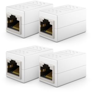 4 Pièces RJ45 Coupleur (1000 Mbit) Gigabit Câble LAN Rallonge Câble Réseau Ethernet Adaptateur Connecteur Compatible avec Cat8,Cat7,Cat6,Cat5 Câble Patch DSL POE 2X RJ45 Femelle-Blanc - Neuf