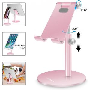 KAL-Support Universel Réglable En Aluminium Pour Tablette/Téléphone, Ipad 2018 Pro 10,5/9,7/12,9, Air Mini 2 3 4, Samsung Tab, Autres Smartphones Et Tablettes (4 À 12,9"") ¿ Or Rose - Neuf