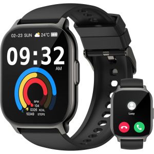 Kal-Montre Connectée Homme Femme,2.1"" Hd Smartwatch Avec Appel Bluetooth,110+ Sportifs, Fréquence Cardiaque,Podomètre Etanche Ip68 Montre Intelligente Pour Android Ios,Noir - Neuf