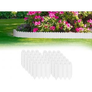 Bordures De Jardin En Plastique Pour Massifs De Fleurs - 10 Pi&egrave;ces Blanches - Neuf