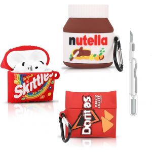 LORANKA-Lot de 3 coques de protection en silicone pour &eacute;couteurs sans fil pour AirPods 4&egrave;me g&eacute;n&eacute;ration, avec kit de stylo de nettoyage, &eacute;tui de chargement en silicone dessin anim&eacute; et mousqueton pour - Neuf