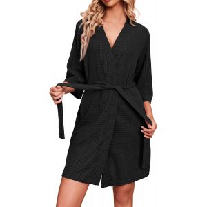 Peignoir Pour Femme En Maille Gaufrée-Décontractée-Doux Et Léger-Longueur Genoux-Tailles S À Xxl - Neuf