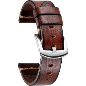 Eryi-Bracelet Montre En Cuir Tanné Dégradé Pour Homme Femme Bracelets De Montres De Remplacement 18mm 20mm 22mm 24mm 26mm Bracelet Montre Rétro Vintage En 7 Couleurs Avec Boucle En Acier - Neuf