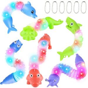DDA-6 Pièces Mini Pop Tube Lumineux, LED Bâtons Lumineux, Mini Jouets Sensoriels De Tuyau Extensible, Extensible Sensoriel Toy, Anti-Stress Jouet Fidget, pour Enfants Personnes Souffrant D¿Autisme - Neuf