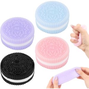 KAL-Squishy Lot De 4 Jouets Anti-Stress En Forme De Biscuit - Jouet À Presser Pour Soulager Le Stress - Jouet Sensoriel À Presser Pour Autisme - Neuf