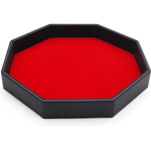 Piste De Dés Octogone En Simili Cuir Noir Et Velours Rouge-Plateau Jeu De Dés Pour Les Jeux De Table Comme Les Rpg Et Les Dnd/D&d-Plateau Fourre-Tout Pour Bijoux - Neuf