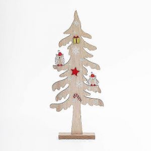 Petit Bois de l'Arbre de No&euml;l avec Owl Ornement pour Plateau - Neuf