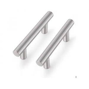 Poign&eacute;e de Tiroir en Acier Inoxydable Lot de 5 Bouton de Meuble Design Barre en T Nickel Satin&eacute; pour Armoire Cuisine 10,2 cm - Neuf