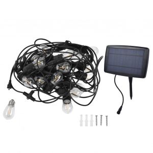 Hjlian Guirlande Lumineuse Solaire S14 Ip65 15 M 4 Modes D'eclairage Pour Terrasse Exterieure Avec 15 Ampoules Led - Neuf