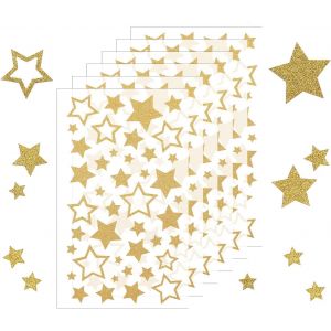 Feuilles D'autocollants En Forme D'étoile,6 Feuilles D'autocollants En Forme D'étoile Autocollants Décoratifs Dorés Pour Bricolage,Décoration De Noël,Cartes De Noël,Travaux Manuels - Neuf