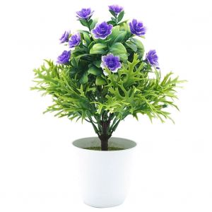 HJLIAN Fleur artificielle en pot, decoration pour la maison ou le bureau (violet) - Neuf