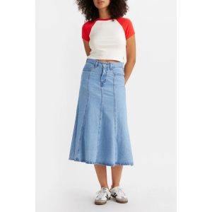Jupe Midi En Jean Taille Haute - Ciel 26 Bleu - Neuf