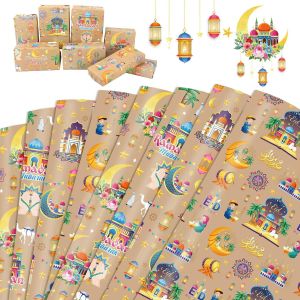 Mevronisshop-8 Papier Cadeau Eid Mubarak Papier Cadeau Ramadan Mubarak Decoration, Papier Eid Mubarak D'emballage De Eid Papier Ramadan Mubarak Emballage Cadeau Papier Pour Islamique Musulman, Papier - Neuf