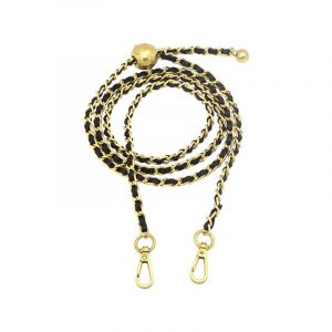 1 chaîne de sac à main en cuir (cuir noir et or ancien) - Neuf