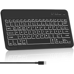 ChenQuanSarl-Clavier Rétroéclairé Bluetooth Noir Léger Et Fin Pour Ios Ipad,Ipad Pro,Ipad Air,Mac,Tablette Android Samsung Galaxy,Xiaomi Pad 5,Huawei,Lenovo,Noir - Neuf