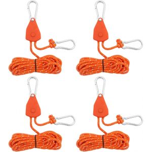 Yemaesre-4pcs 4m X 4mm Corde A Cliquet Cordon Réfléchissant, Corde Tente Camping Réfléchissante Corde Voile D'ombrage Ficelle Avec Tendeur Pour Camping, Tente, Bâche, Capacité Portante 80kg - Neuf