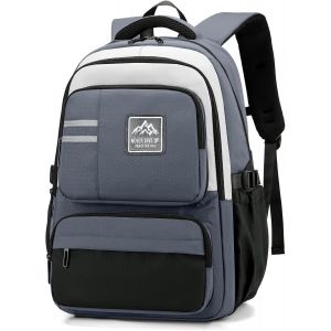 KALSC-Sac À Dos Garçon Collège,2025 Grand Cartable Adolescent Scolaire,Sac Ecole Lycée Garçon Imperméable Durable Pour Ecole Randonnée,38L-Gris - Neuf