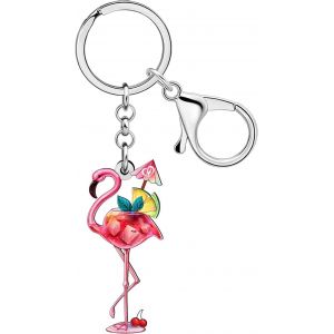 KAL-Porte-Clés Flamant Rose En Acrylique Accessoires Oiseaux Tropicaux Cadeaux Inspirationnels Flamant Pour Femmes Filles Sac À Main Charms - Neuf