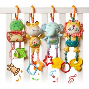 Subzonal-Bébé Jouets De Poussettes, 4 Pack Hochet Jouets Animales, Peluche Bébé À Clip Pour Poussette Pour 0,3,6,9,12 Mois Garçons Filles Cadeaux D'anniversaire - Neuf