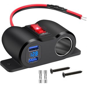 JGD-Prise USB Allume Cigarette, Chargeur de Voiture avec Double Prise USB A pour 12V/24V Voiture V&eacute;hicule Loisirs Bateau - Neuf