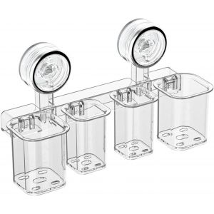 KALANKA-Support de Brosse &agrave; Dents &agrave; Ventouse, Porte Brosse &agrave; Dents Electrique Sans Per&ccedil;age, Amovible Porte-gobelet pour Brosse &agrave; Dents R&eacute;utilisable, Accroche Brosse a Dent Murale Charge 6KG, Support - Neuf