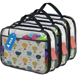 SUBZONAL-Lot de 4 PVC Sac de Rangement Jouet, Sacs &agrave; Jouets pour Enfants, avec Fermeture &eacute;clair, pour Enfants, Jouets de Bain, Puzzles, Blocs de Construction, (Noir, 30x6.6x23cm) - Neuf