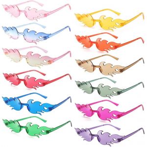 Lunette De Soleil En Forme De Flamme,12pcs Lunettes Flamme,Lunette De Soleil Femme Flamme,Lunette Drole,Lunettes De Fête Pour Mascarade,Carnaval,Fête D'anniversaire,Festival De Musique - Neuf