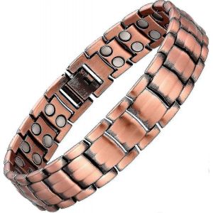 Hommes Bracelet En Cuivre Large Bracelet De Thérapie Magnétique Pour Soulager La Douleur Arthritique 99,9 % Bracelet En Cuivre Avec Des Aimants Puissants 9"" Lien Bracelets Réglables S - Neuf