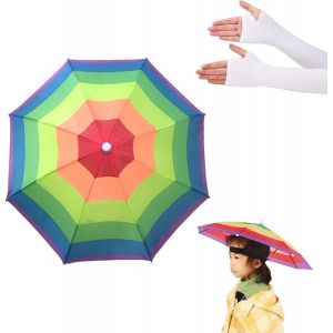 Yemaesre-Chapeaux De Parapluie, Chapeau De Parapluie,Chapeau De Parapluie Anti-Uv Casquette, Chapeau Parapluie De Tete, Couleur Parapluie Tete, Pliable Chapeau Parapluie,Pour Pêche Randonnée Plage Pé - Neuf
