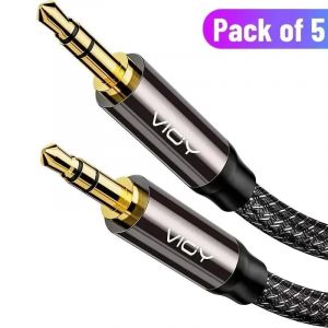Câble Audio Stéréo Aux 3.5Mm, Câbles D'Extension De Casque Mâle À Femelle Pour Écouteurs Ipad Smartphone Tablette Lecteur Multimédia Etc..Pack Of 5 M-M.0.5M - Neuf