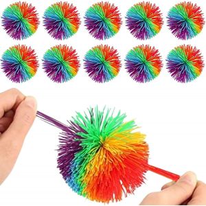 KAL-Balle En Silicone,Fidget Sensoriel Boules &Agrave; Fils,Balle Anti-Stress,Rainbow Toy Sensory,Boule De Silicone Multicolore - Neuf