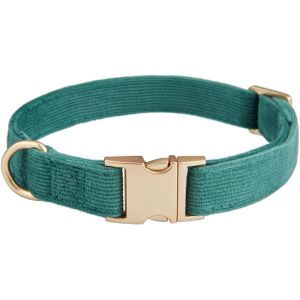 Eryi-Collier Pour Chien Ultra Doux En Velours Côtelé Naturel Fabriqué Pour Les Petits Chiens À Peau Sensible, Vert Bouteille - Neuf