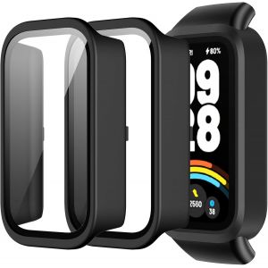 Kal-Coque Pour Xiaomi Smart Band 9 Active Protection Écran,Dur Pc Matériel Coque,Ultra Mince Verre Trempé Écran Case, Black X2 - Neuf