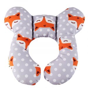 Bébé Appui-Tête Et Appui-Tête D'oreiller, De Déplacement De La Têtière Oreiller Pour Enfant Dans Le Siège D'auto, Poussette, Landau, Gray Fox - Neuf