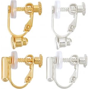 Kal-1 Boîte De 16 Convertisseurs De Boucles D'oreilles À Clipser À Vis Plaqué Or 18 Carats Et 925 En Argent Sterling 2 Styles De Vis De Boucles D'oreilles À Clipser Non Percées Composants - Neuf