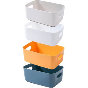 4 Boite Rangement Plastique,Panier Rangement Plastique,Paniers Et Bo&icirc;tes De Rangement,Caisse Rangement Plastique,Panier De Rangement De Haute Qualit&eacute; Pour Bain,Cuisine (Couleurs,20x15x7 Cm) - Neuf