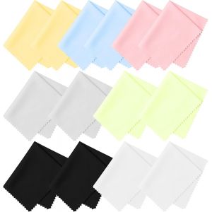 Lot de 14 Chiffon à Lunettes de Vue, 15x18cm Lingettes Lunettes, Multicolore Essuie Lunettes de Vue, Chiffons de Nettoyage en Microfibre pour Lunettes Tablettes Caméras Téléphones Téléviseur Écrans - Neuf